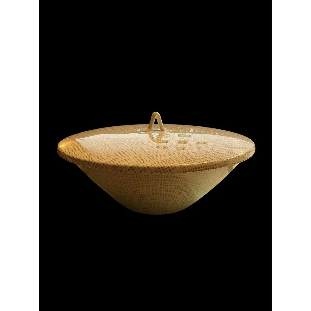 Rosenthal Silk Velvet MCM Covered Vegetable Bowl Grey Grid‎ Pattern Tapered Lid